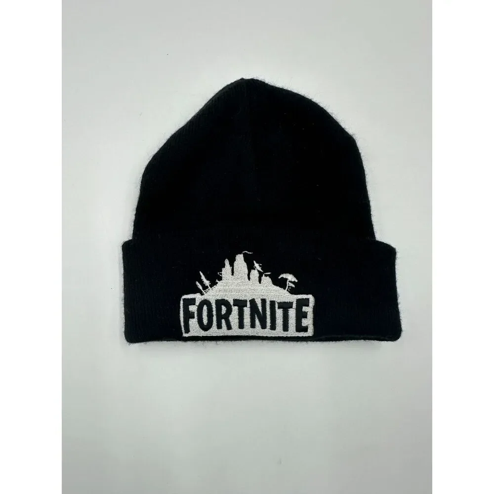 Fortnite Beanie Unisex OSFM Embroidered Graphic Logo Knit Hat Black